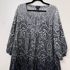 Maggie Barnes 1X‎ Gray & Black 3/4 Sleeve Career Business Top Blouse Size 18/20W